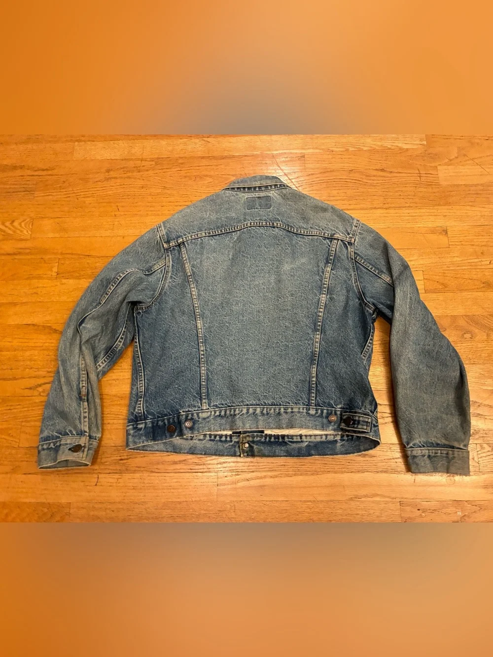 vintage 1980s Levi’s 70506 0217 brown leather patch Denim trucker Jean Jacket 48 - Picture 5 of 5
